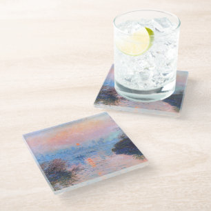 Sunset on the Seine Claude Monet   Glass Coaster