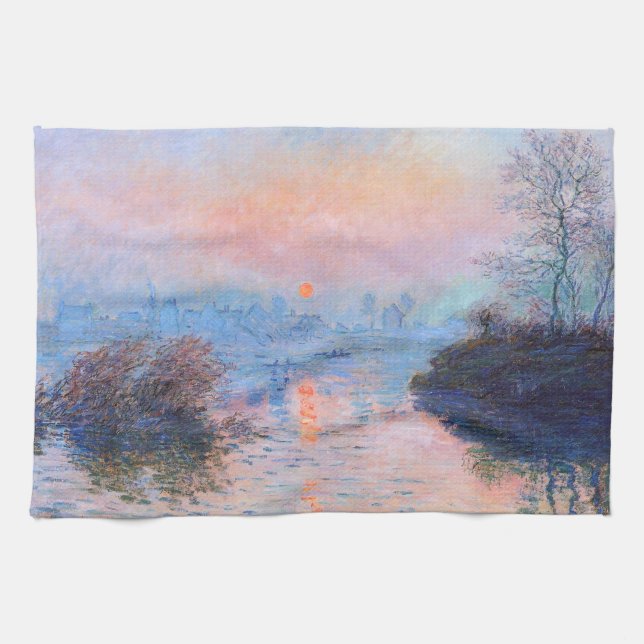 Sunset on the Seine Claude Monet     Kitchen Towel (Horizontal)
