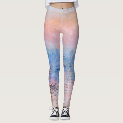 Sunset on the Seine Claude Monet     Leggings