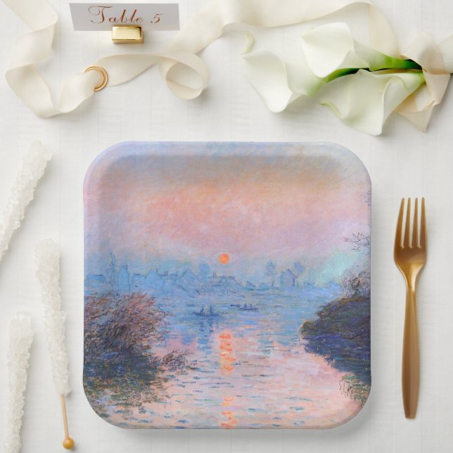 Sunset on the Seine Claude Monet       Paper Plates (Wedding)