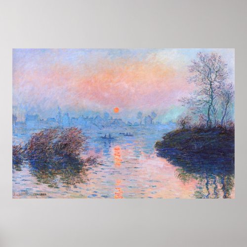 Sunset on the Seine Claude Monet  Poster