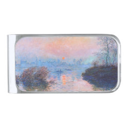 Sunset on the Seine Claude Monet     Silver Finish Money Clip
