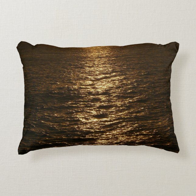 Sunset on the Water Abstract Ocean Photography Accent Pillow (Front)