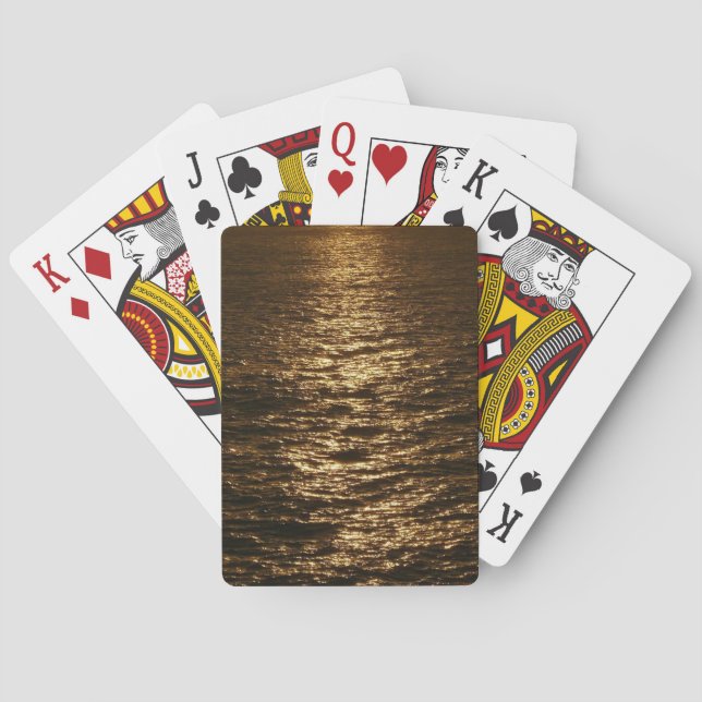 Sunset on the Water Abstract Ocean Photography Poker Cards (Back)