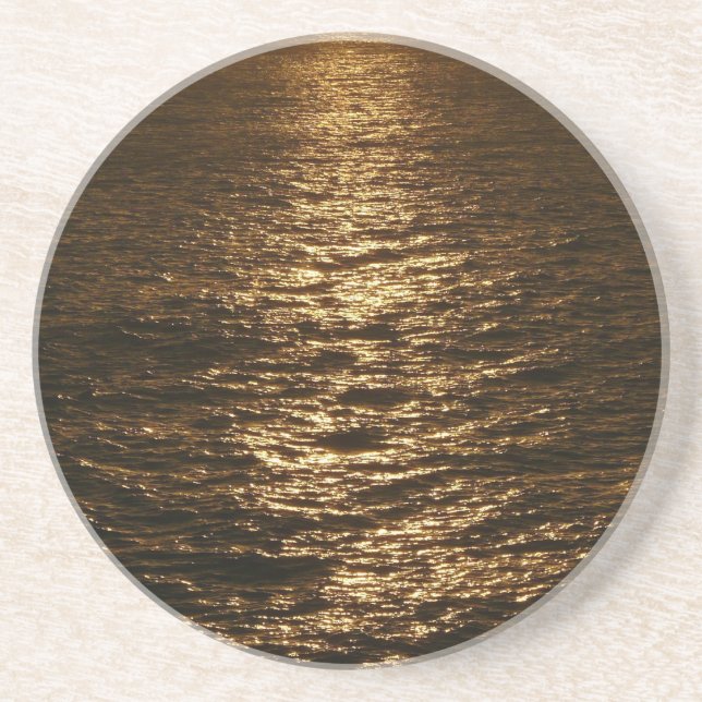 Sunset on the Water Abstract Ocean Photography Sandstone Coaster (Front)
