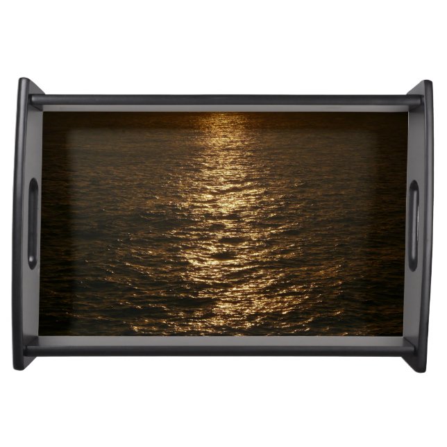 Sunset on the Water Abstract Ocean Photography Serving Tray (Front)