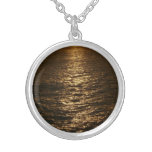 Sunset on the Water Abstract Photography Silver Plated Necklace