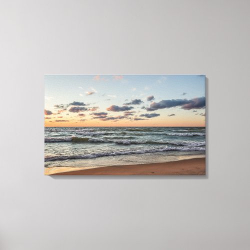 Sunset on the Waves of Lake Michigan Canvas Print