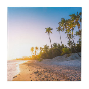 Sunset on Tropical Beach Dominican Republic Ceramic Tile