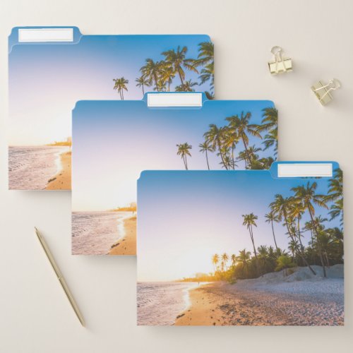 Sunset on Tropical Beach  Dominican Republic File Folder