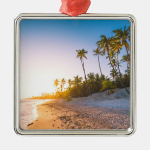 Sunset on Tropical Beach Dominican Republic Metal Ornament