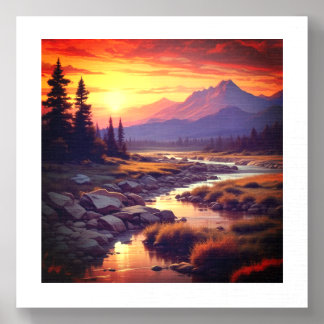 Sunset on woods foam core photo tile 