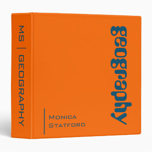 Sunset Orang Personalized Geography School Subject 3 Ring Binder