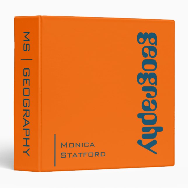 Sunset Orang Personalized Geography School Subject 3 Ring Binder (Front/Spine)