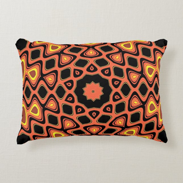 SUNSET ORANGE ABSTRACT ACCENT PILLOW (Front)