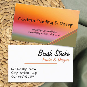 Sunset Orange Abstract Watercolor Occupation Business Card