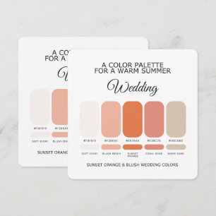 Sunset Orange and Blush Wedding Color Palette Card