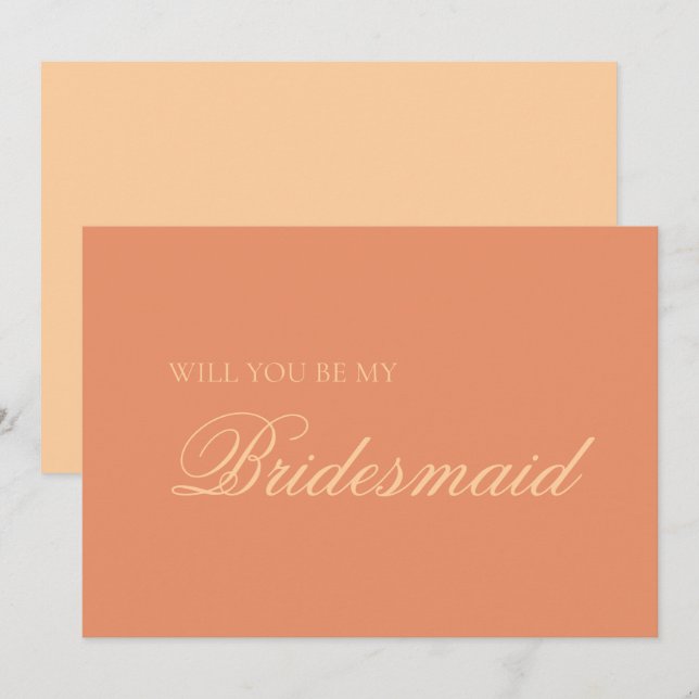Sunset Orange and Peach Bridesmaid Proposal Card (Front/Back)