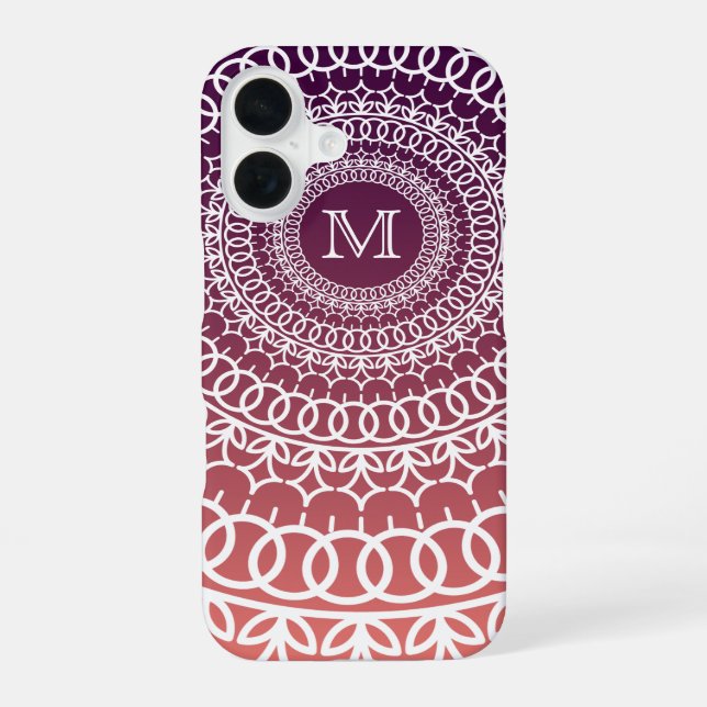 Sunset Orange and Violet Mandala Monogram Iphone Case (Back)