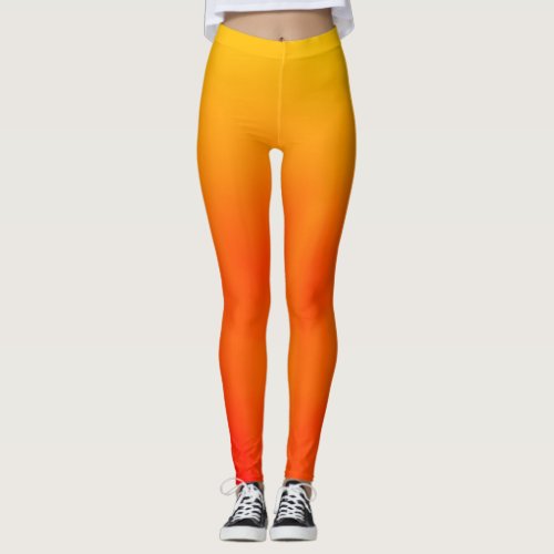 Sunset Orange and Yellow Gradient Pattern Leggings