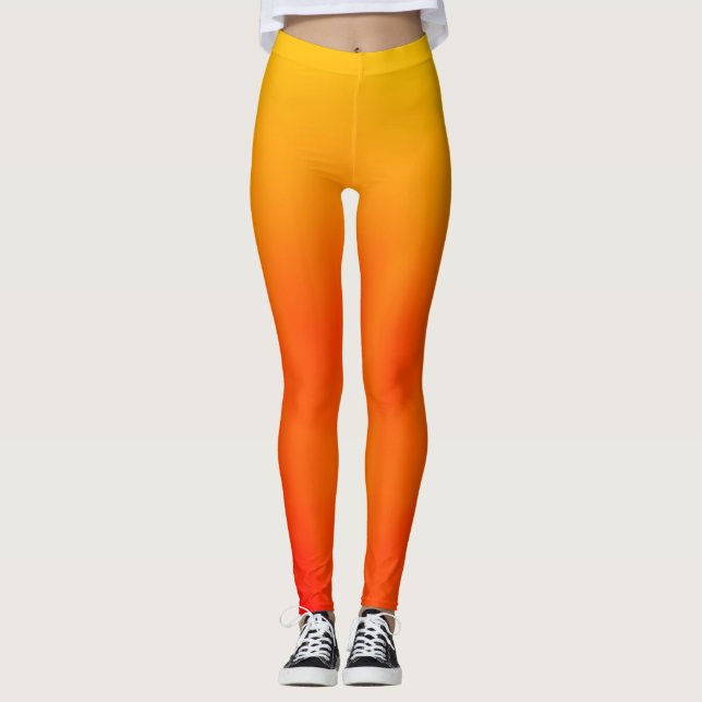 Sunset Orange and Yellow Gradient Pattern Leggings (Front)