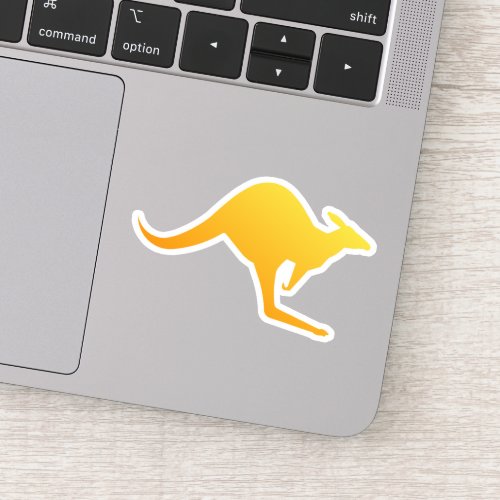 Sunset Orange Australian Kangaroo Hopping Sticker