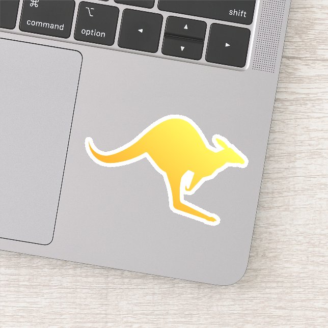 Sunset Orange Australian Kangaroo Hopping Sticker (Detail)