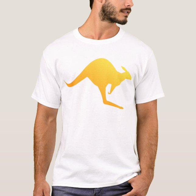Sunset Orange Australian Kangaroo Hopping T-Shirt (Front)