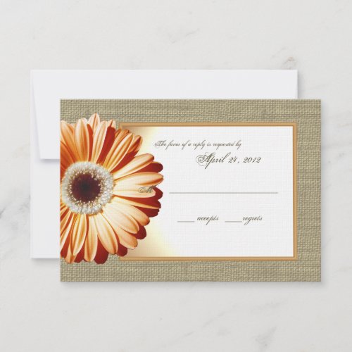 Sunset Orange Burlap and Daisy Response Card