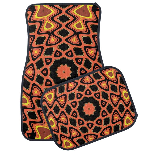 SUNSET ORANGE CAR FLOOR MAT (Set)