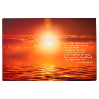 Sunset Orange Golden Sky Sea Gold Inspiration Poem Metal Print