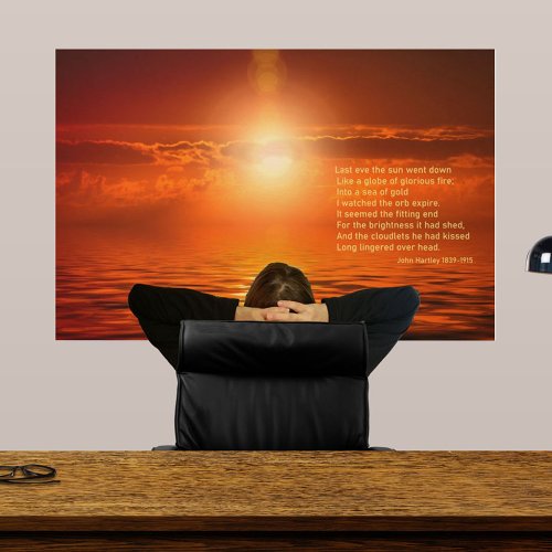 Sunset Orange Golden Sky Sea Gold Inspiration Poem Metal Print