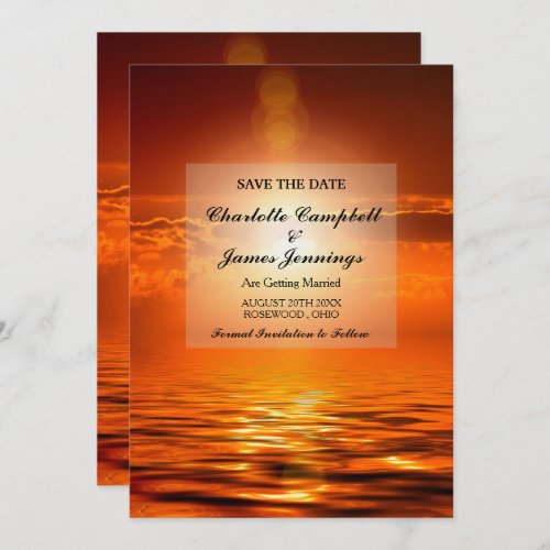 Sunset Orange Golden Sky Sea Gold Save the Date