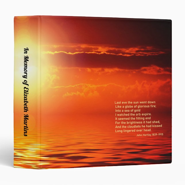 Sunset Orange Golden Sky Sea of Gold Inspiration 3 Ring Binder (Front/Spine)