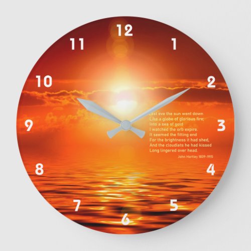 Sunset Orange Golden Sky Sea of Gold Inspiration Large Clock