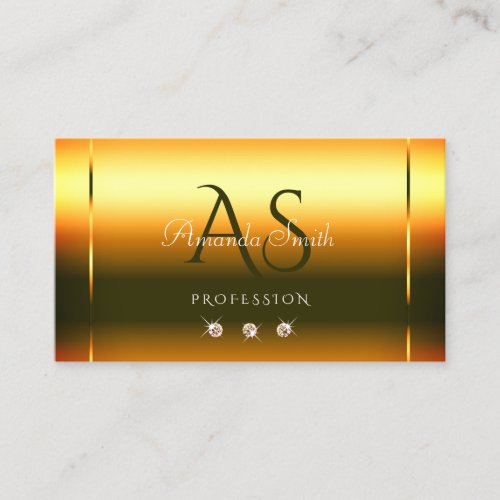 Sunset Orange Gradient Luxury Diamonds Initials Business Card