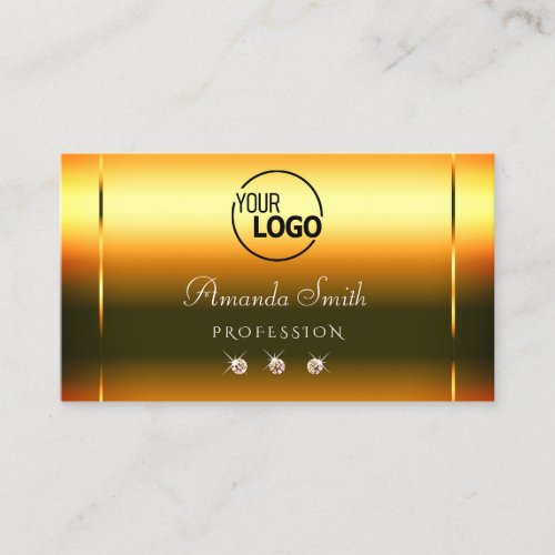 Sunset Orange Gradient Luxury Diamonds with Logo Business Card