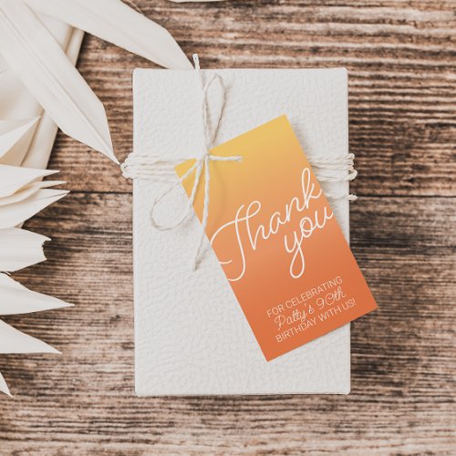 Sunset Orange Gradient Thank You Birthday Favor  Gift Tags