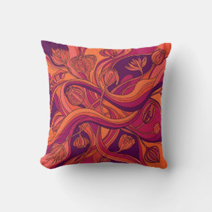 Sunset Orange Line Throw Pillow – Seed Pod