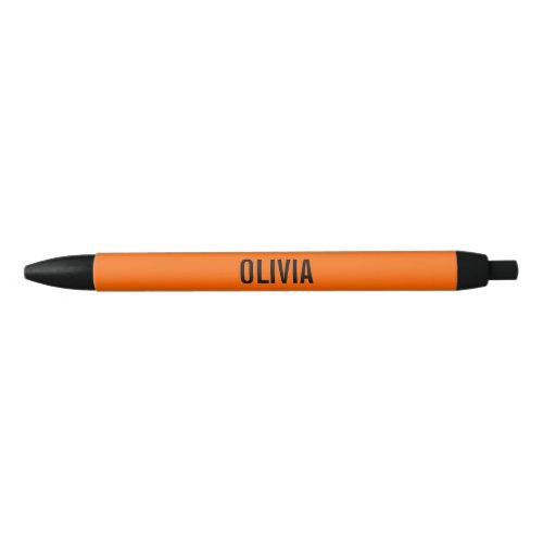 Sunset Orange Modern Name  Trendy Minimalist  Black Ink Pen