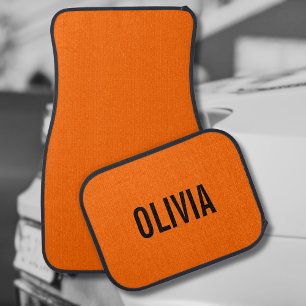 Sunset Orange Modern Name Trendy Minimalist Car Floor Mat