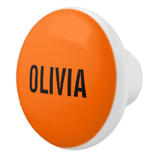 Sunset Orange Modern Name Trendy Minimalist Ceramic Knob