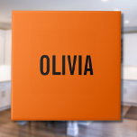 Sunset Orange Modern Name | Trendy Minimalist  Ceramic Tile<br><div class="desc">Neon Sunset Orange | Personalized Name,  Last Name | Modern and Elegant | Classic Design | Trendy Color | Stylish and Fashion | Minimalist | Novelty</div>