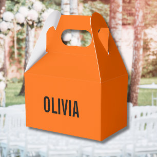 Sunset Orange Modern Name   Trendy Minimalist  Favor Boxes