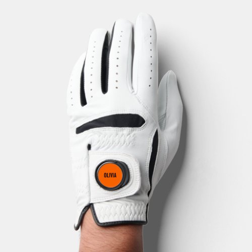 Sunset Orange Modern Name  Trendy Minimalist  Golf Glove