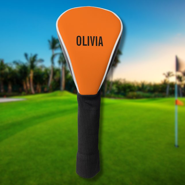 Sunset Orange Modern Name | Trendy Minimalist  Golf Head Cover (Creator Uploaded)