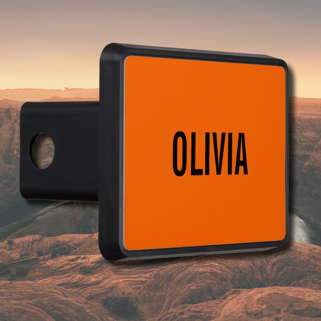 Sunset Orange Modern Name | Trendy Minimalist  Hitch Cover (Creator Uploaded)