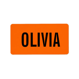 Sunset Orange Modern Name   Trendy Minimalist  Label