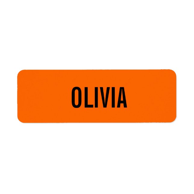 Sunset Orange Modern Name | Trendy Minimalist  Label (Front)