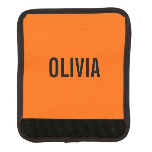 Sunset Orange Modern Name  Trendy Minimalist  Luggage Handle Wrap
